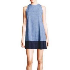 Alice and Olivia sleeveless two tone chambray dress